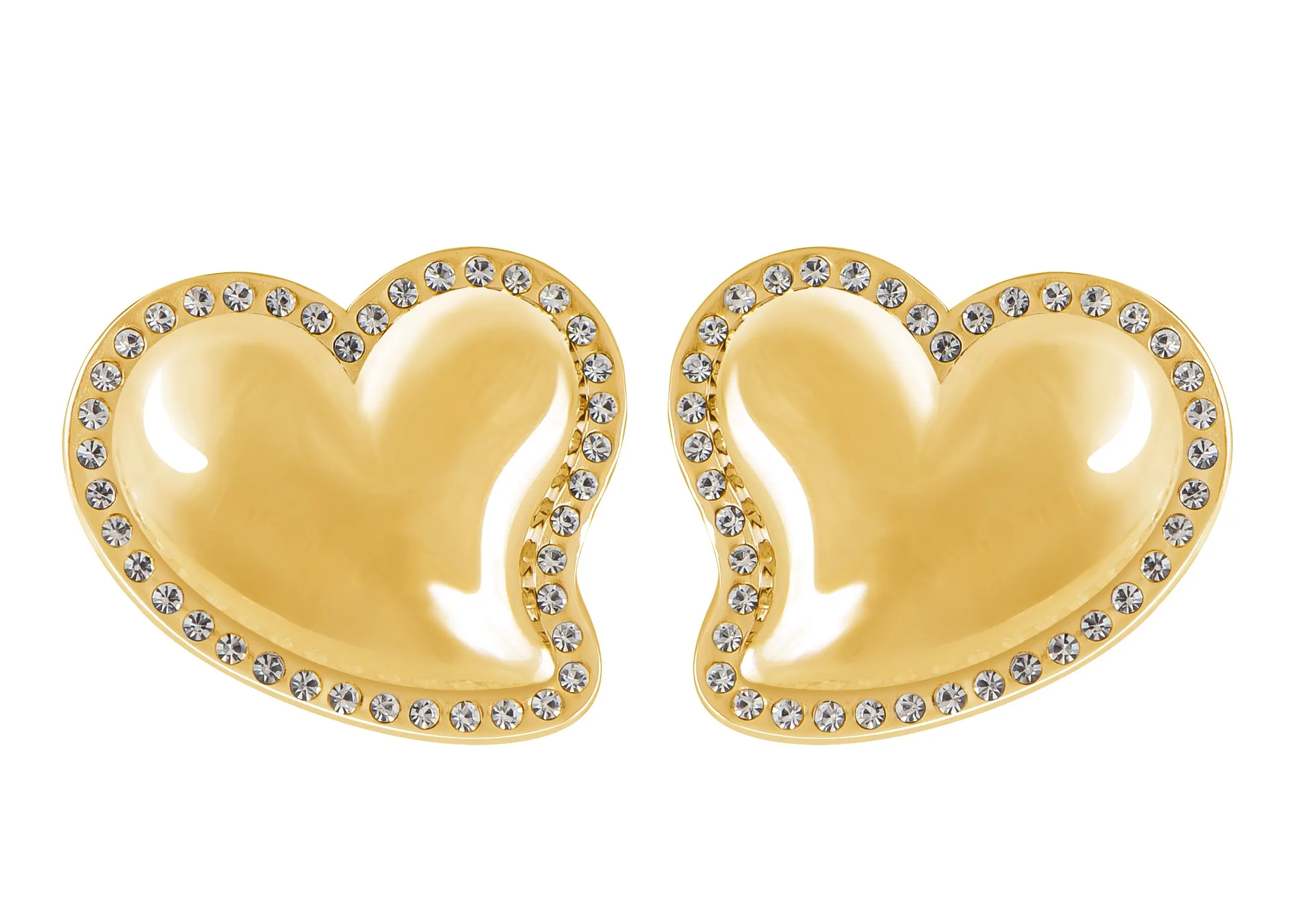 Alilang Stainless Steel Sparkly Clear Crystal Rhinestones Heart Stud Earrings Geometric Chunky Earrings