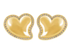 Alilang Stainless Steel Sparkly Clear Crystal Rhinestones Heart Stud Earrings Geometric Chunky Earrings