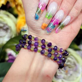 Amethyst & Peridot Faceted Bracelet for Intuivitely Manifesting Abundance