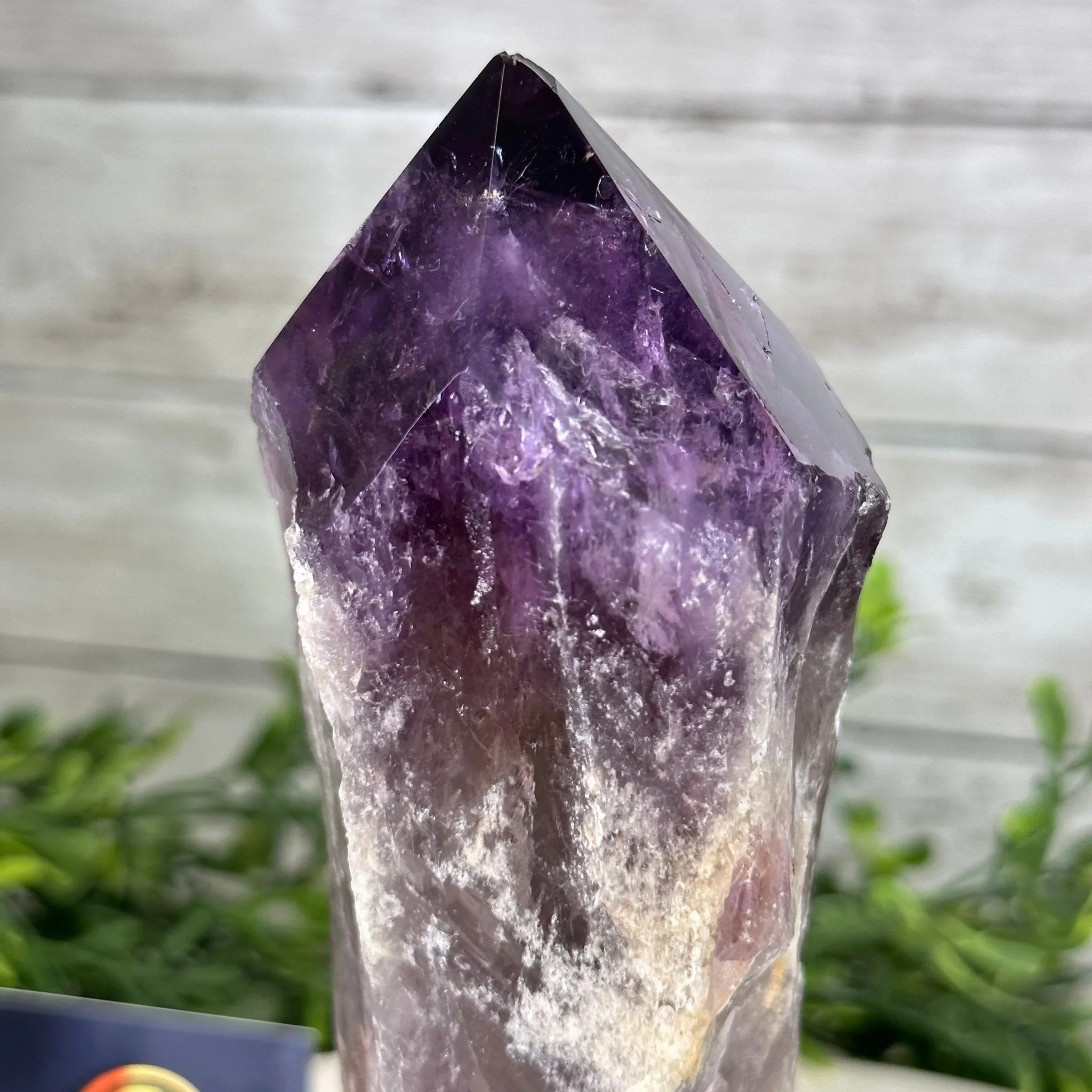Amethyst Crystal Point on a Metal Stand, 7.5" Tall Model #3122AM-007 by Brazil Gems