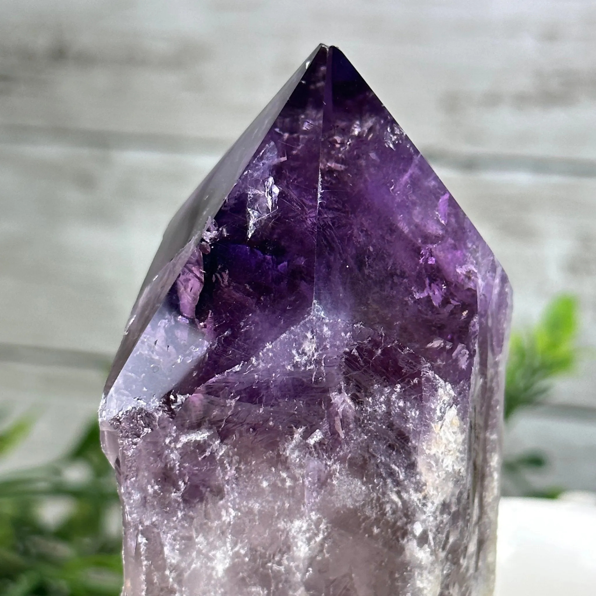 Amethyst Crystal Point on a Metal Stand, 7.5" Tall Model #3122AM-007 by Brazil Gems