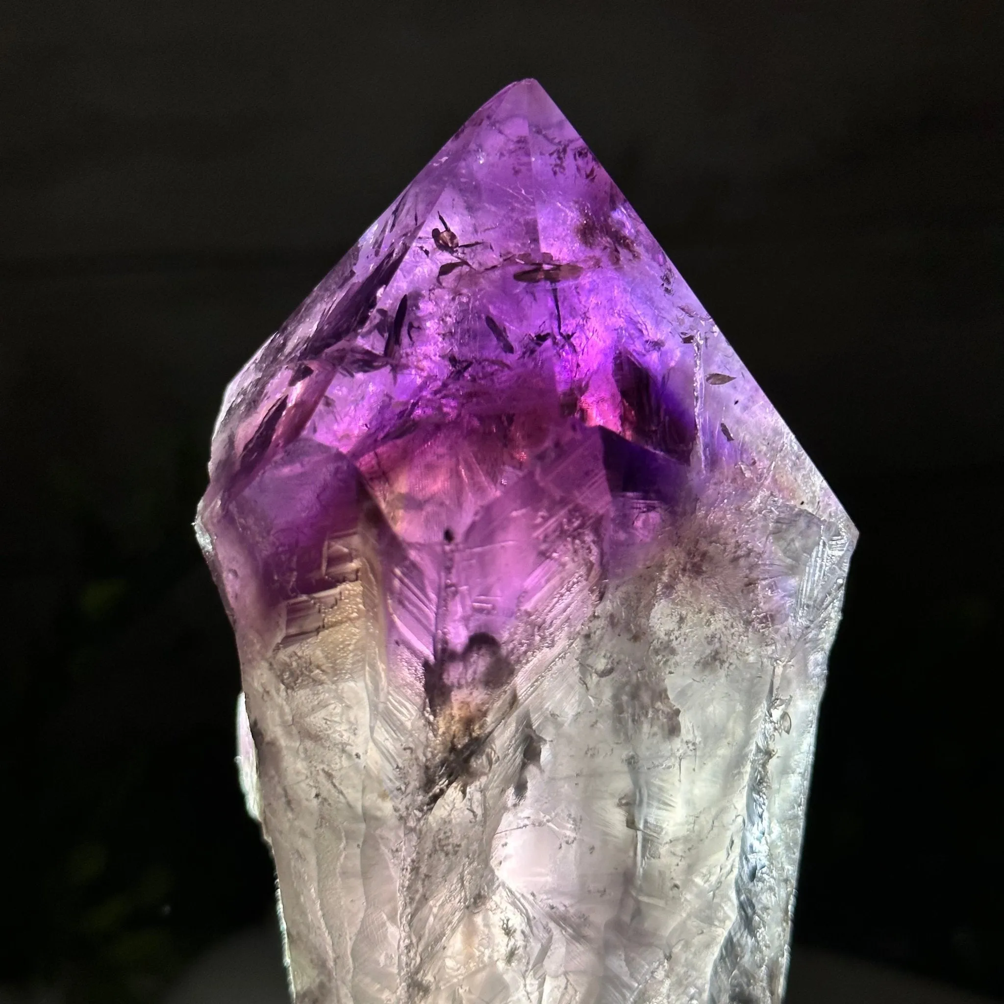 Amethyst Crystal Point on a Metal Stand, 7.5" Tall Model #3122AM-007 by Brazil Gems