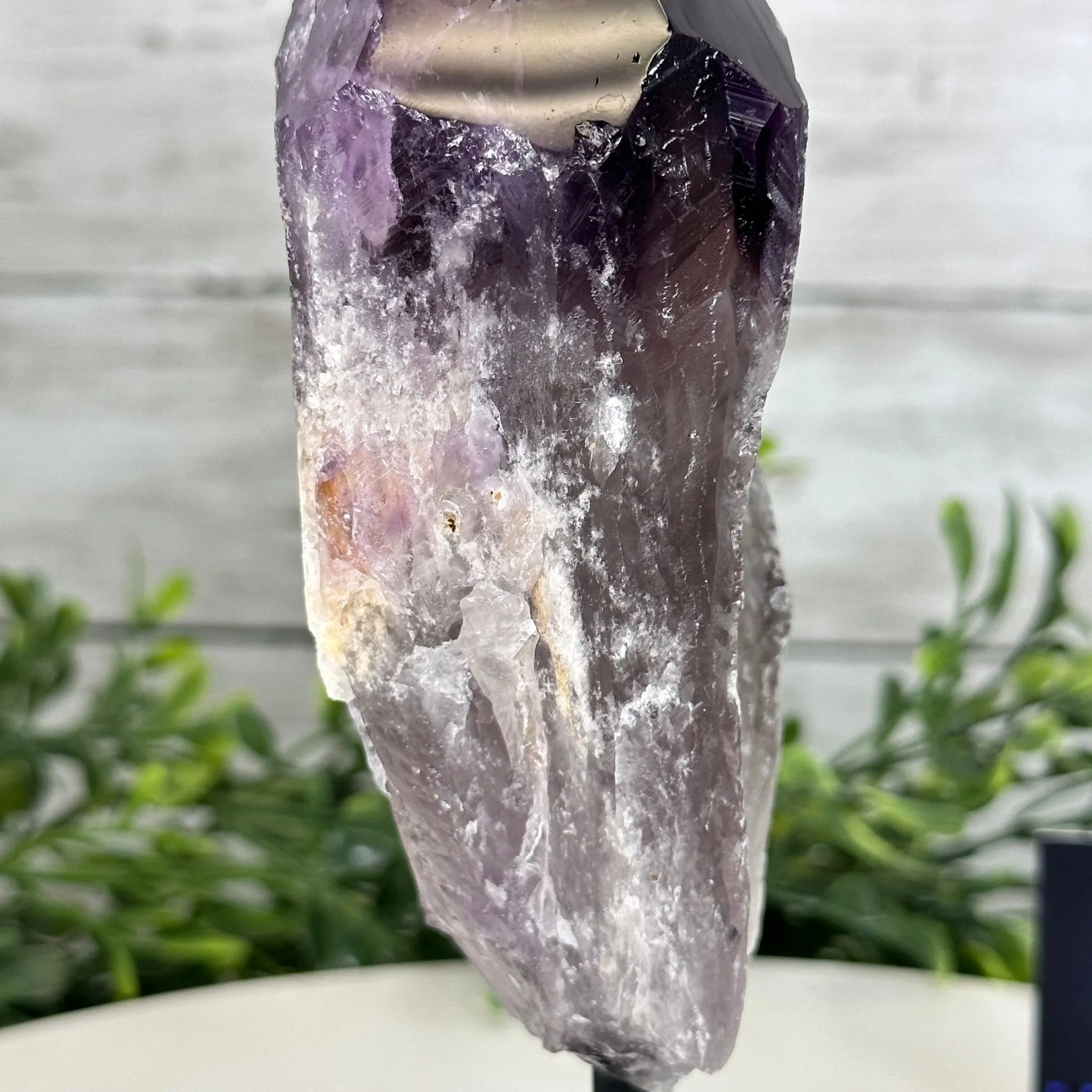 Amethyst Crystal Point on a Metal Stand, 7.5" Tall Model #3122AM-007 by Brazil Gems