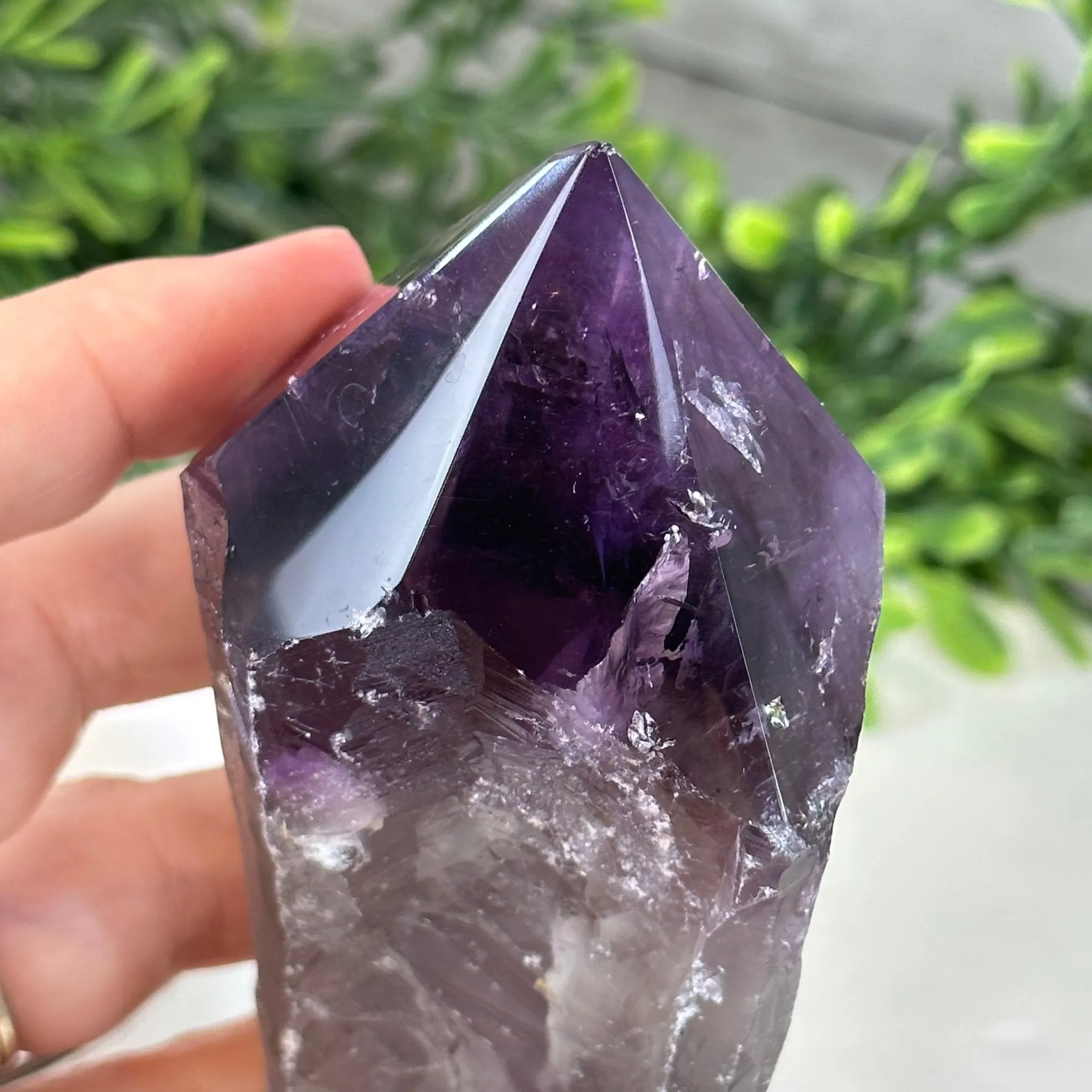 Amethyst Crystal Point on a Metal Stand, 7.5" Tall Model #3122AM-007 by Brazil Gems