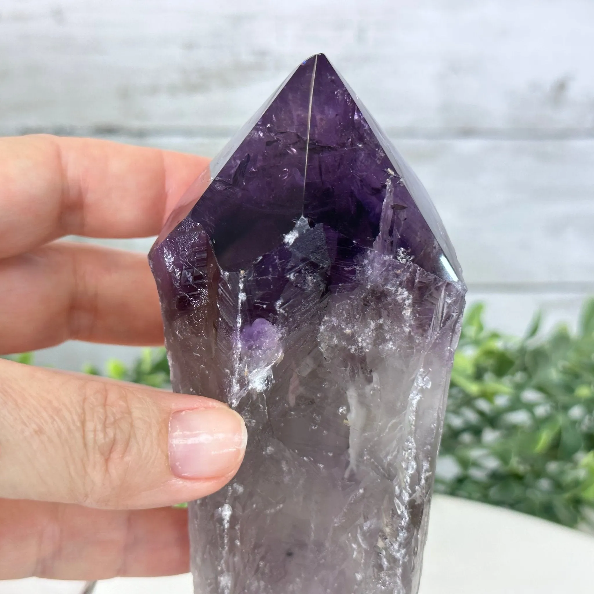 Amethyst Crystal Point on a Metal Stand, 7.5" Tall Model #3122AM-007 by Brazil Gems