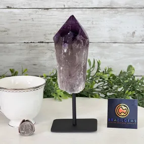 Amethyst Crystal Point on a Metal Stand, 7.5" Tall Model #3122AM-007 by Brazil Gems