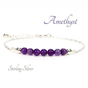 Amethyst Gemstone Sterling Silver Bracelet