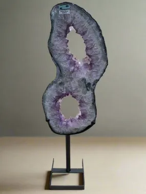 Amethyst Geode Slice Ring from Brazil on Custom Stand- 38" / 35 lbs