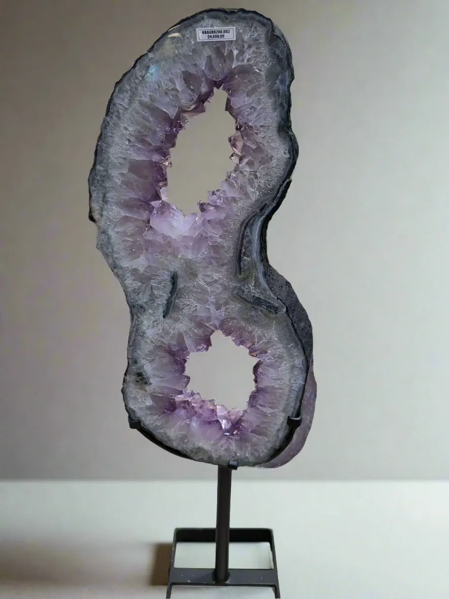 Amethyst Geode Slice Ring from Brazil on Custom Stand- 38" / 35 lbs