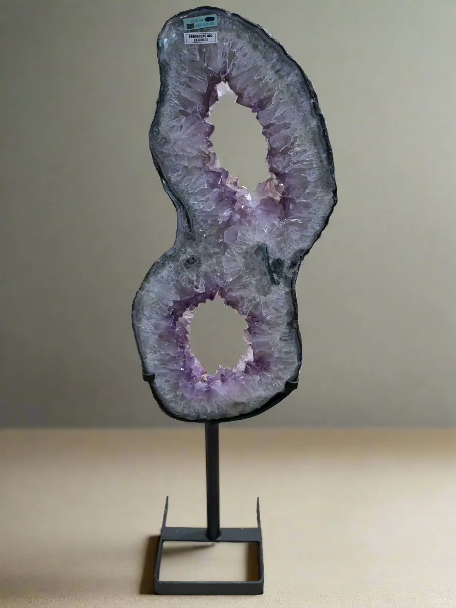 Amethyst Geode Slice Ring from Brazil on Custom Stand- 38" / 35 lbs