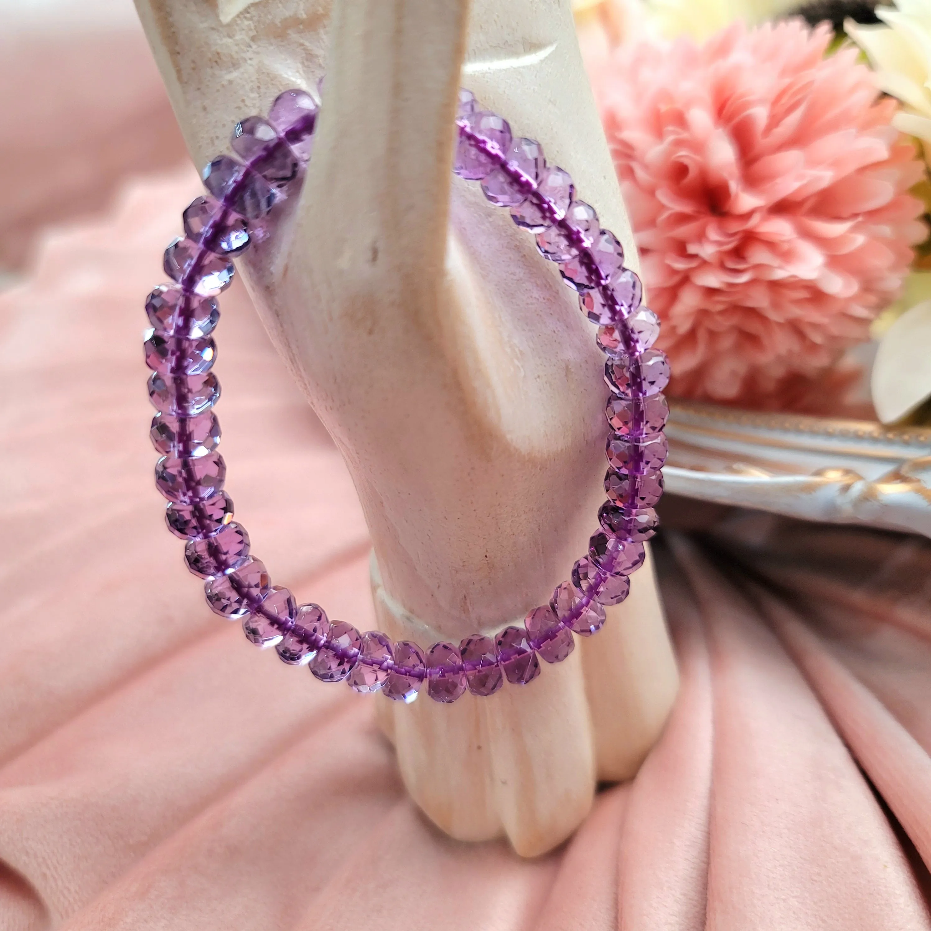 Amethyst Rondell Bracelet (AAA Grade) for Intuition, Connection with the Divine and Sobriety