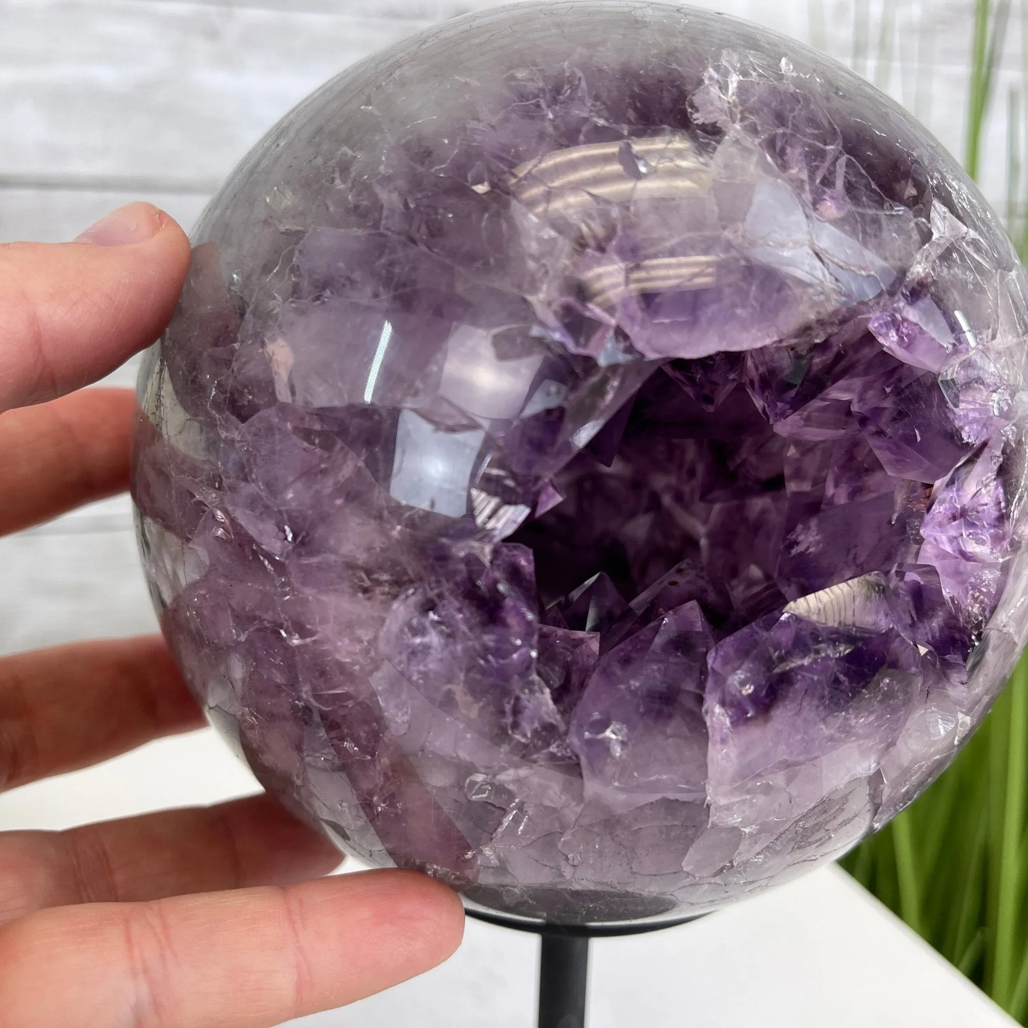 Amethyst Sphere on a Metal Base 7.3 lbs & 8.25" Tall Model #5630-0007 by Brazil Gems