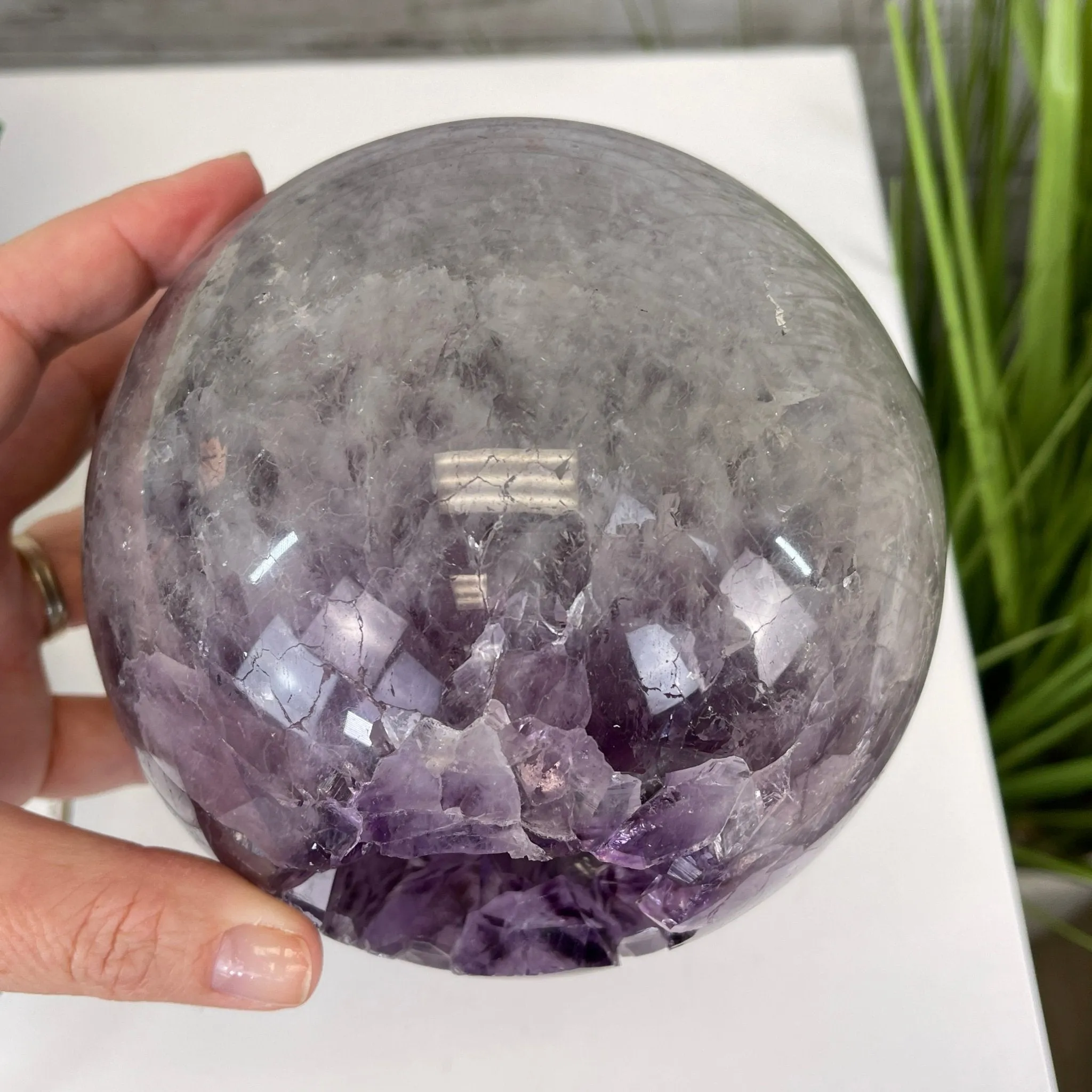 Amethyst Sphere on a Metal Base 7.3 lbs & 8.25" Tall Model #5630-0007 by Brazil Gems