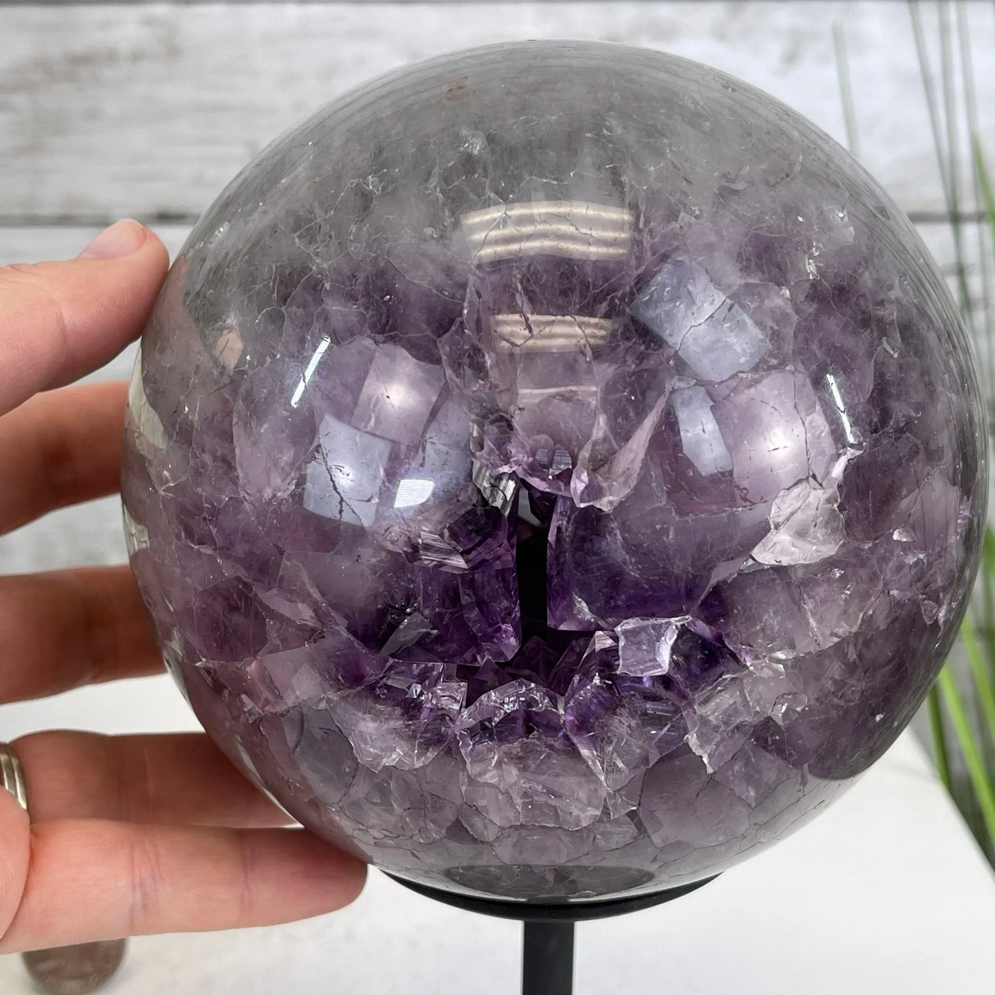 Amethyst Sphere on a Metal Base 7.3 lbs & 8.25" Tall Model #5630-0007 by Brazil Gems