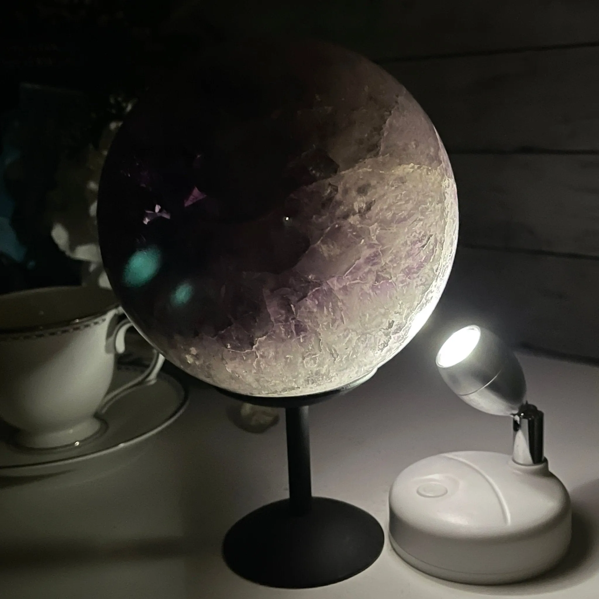 Amethyst Sphere on a Metal Base 7.3 lbs & 8.25" Tall Model #5630-0007 by Brazil Gems