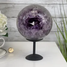 Amethyst Sphere on a Metal Base 7.3 lbs & 8.25" Tall Model #5630-0007 by Brazil Gems