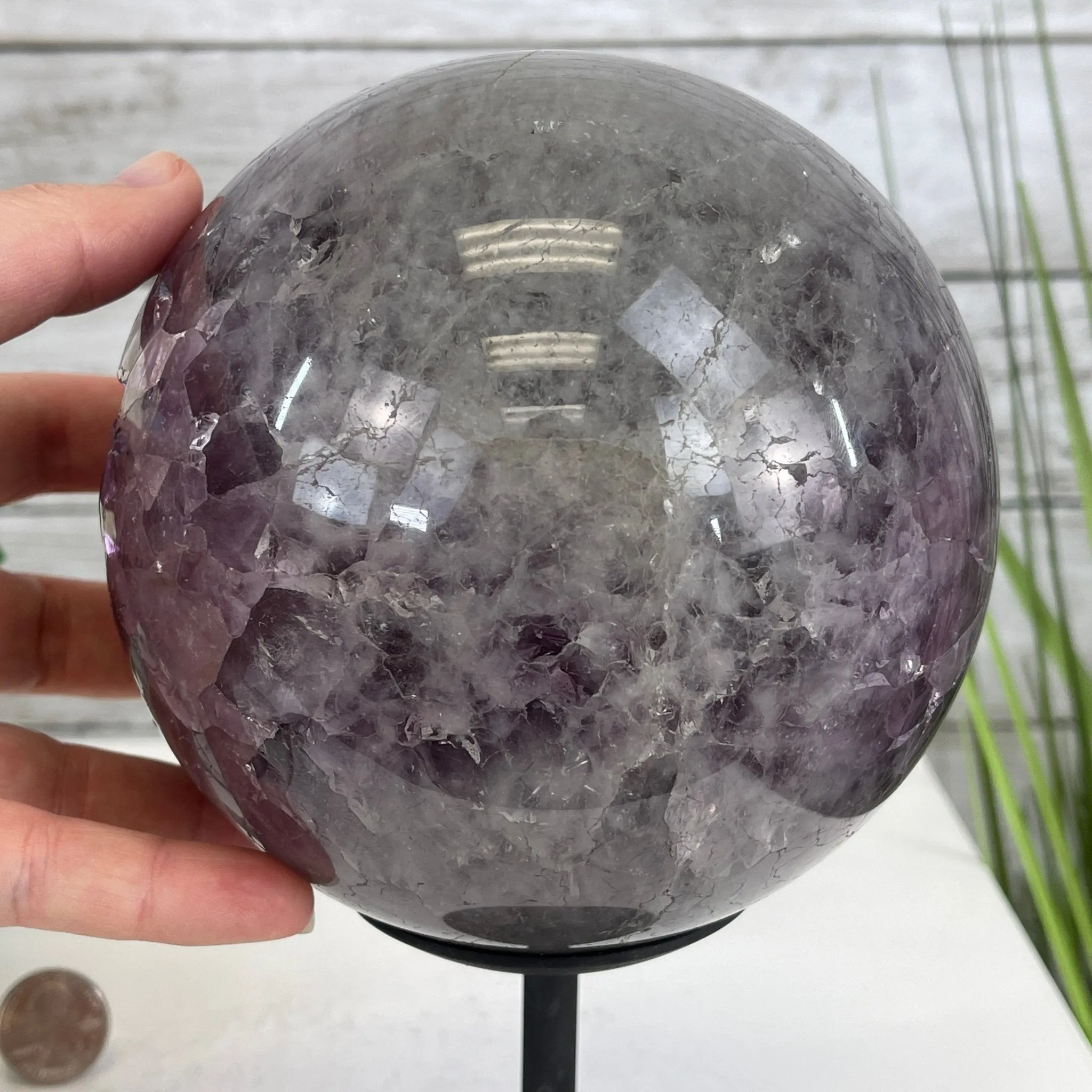 Amethyst Sphere on a Metal Base 7.3 lbs & 8.25" Tall Model #5630-0007 by Brazil Gems