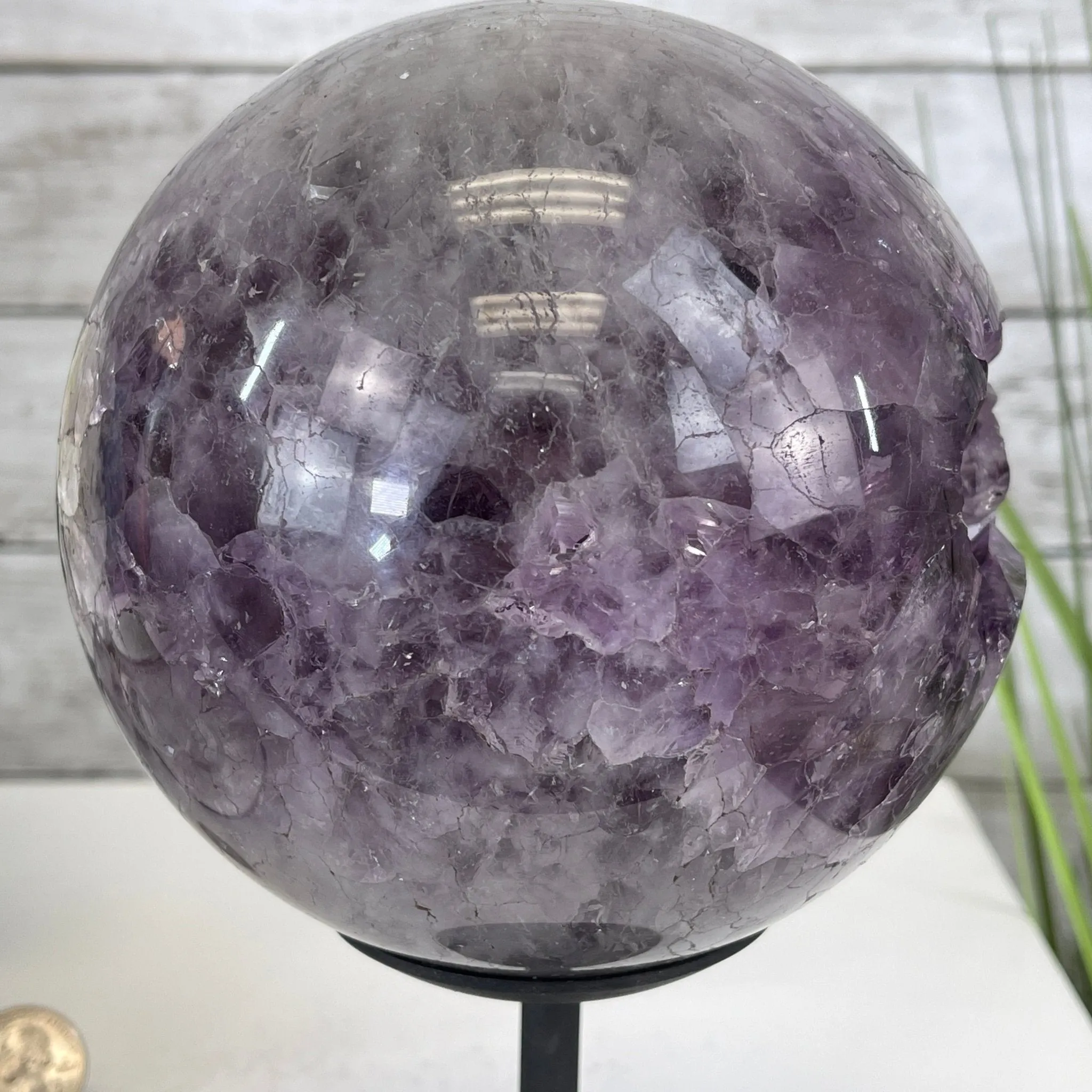 Amethyst Sphere on a Metal Base 7.3 lbs & 8.25" Tall Model #5630-0007 by Brazil Gems