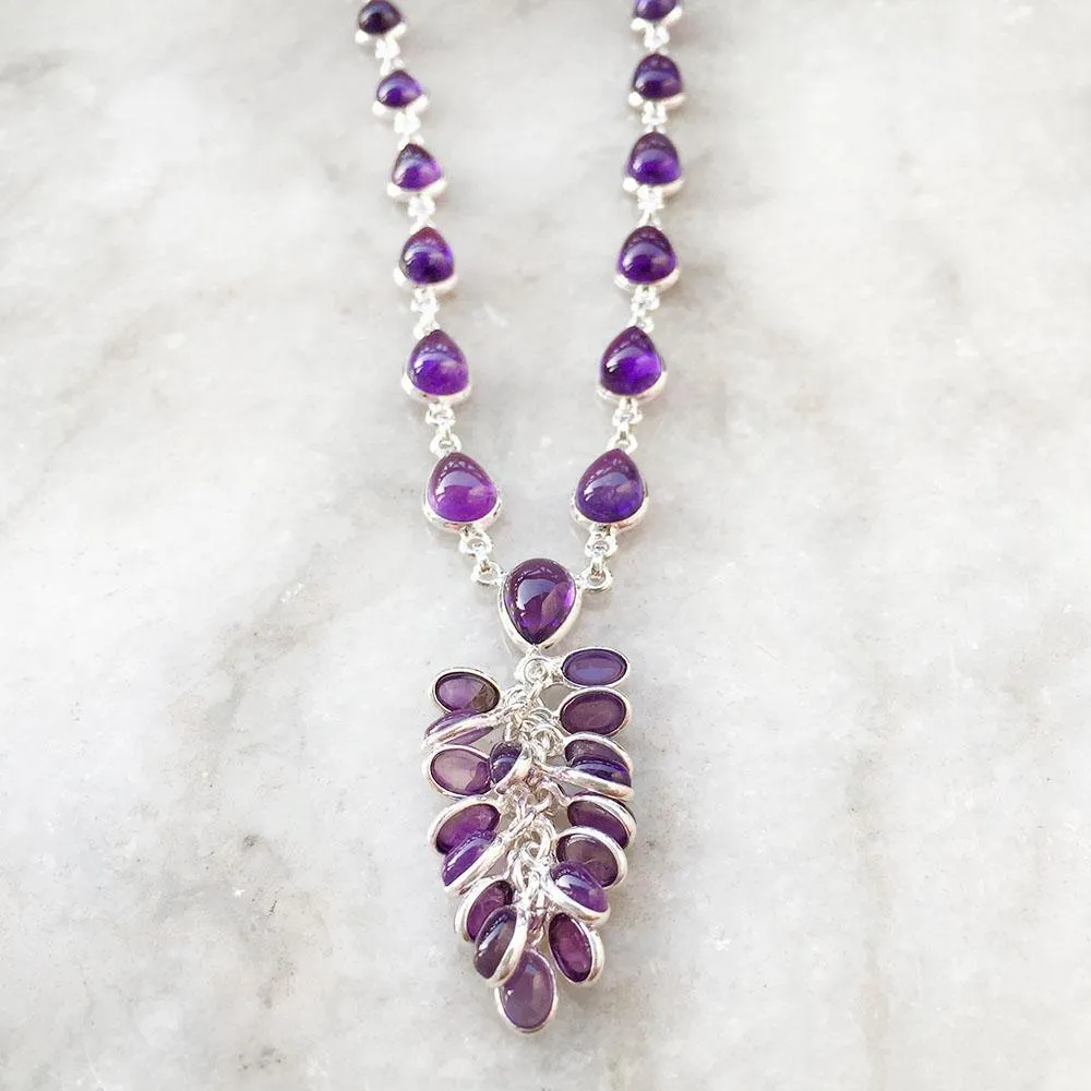 Amethyst Tassel Silver Necklace