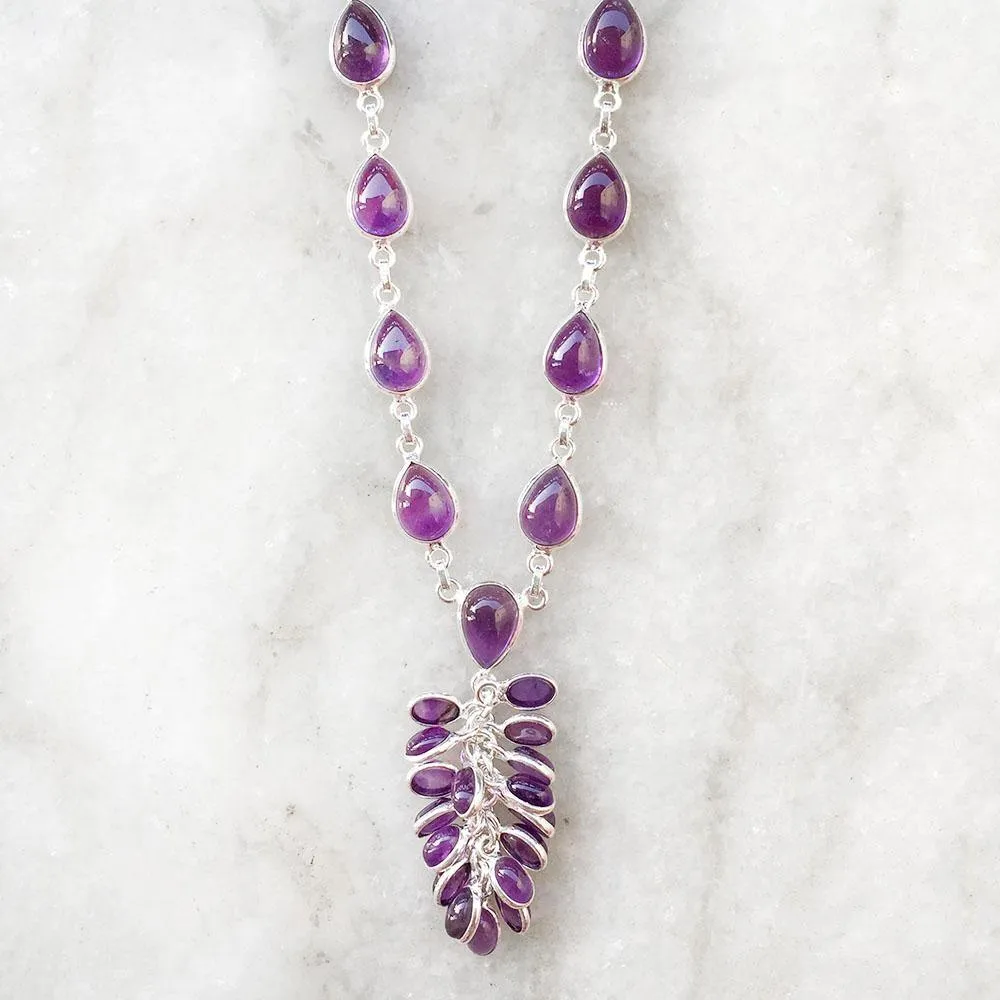 Amethyst Tassel Silver Necklace