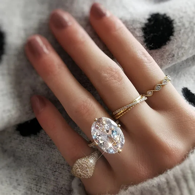 Amora Textured Sterling Silver Cocktail Rings