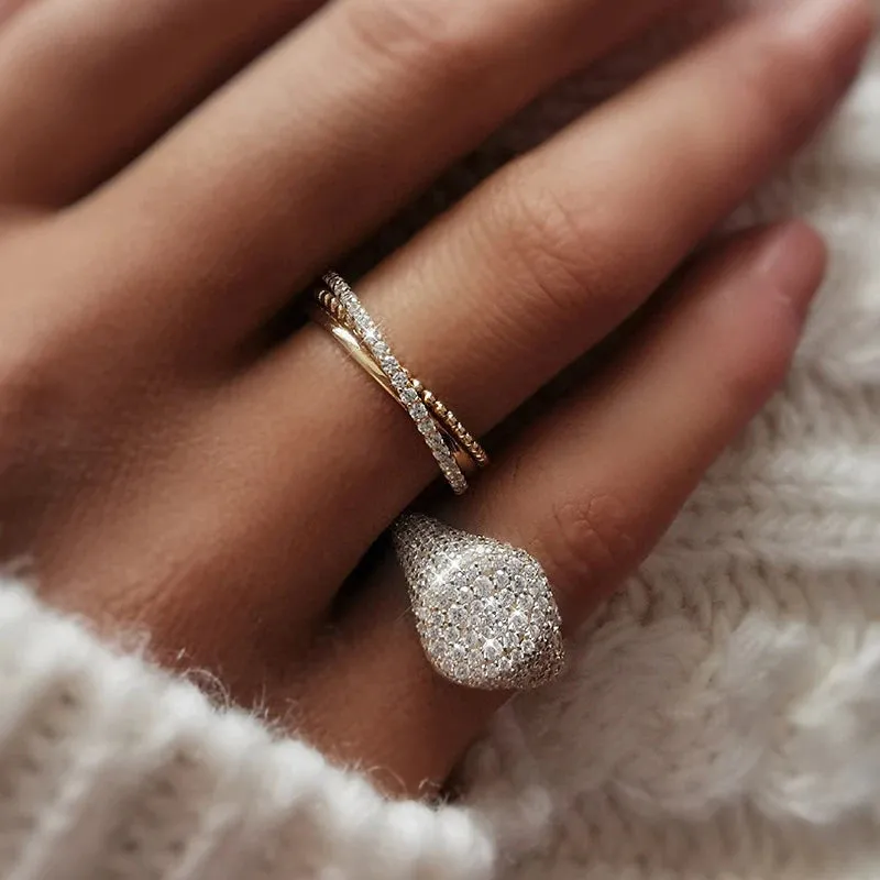 Amora Textured Sterling Silver Cocktail Rings