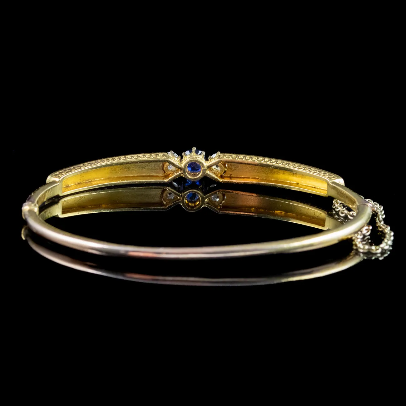Antique Victorian Sapphire Diamond Pearl Bangle 15ct Gold