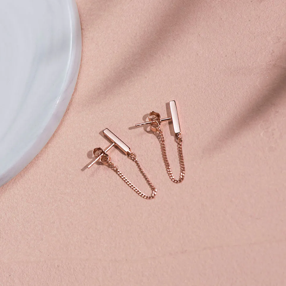 Bar with Chain Dangle Earrings