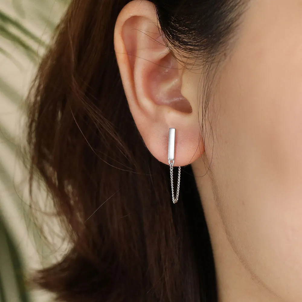 Bar with Chain Dangle Earrings