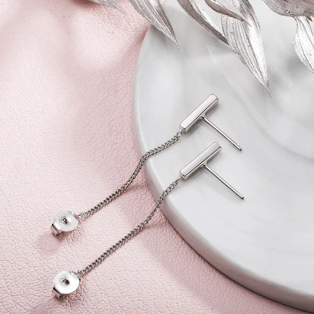 Bar with Chain Dangle Earrings