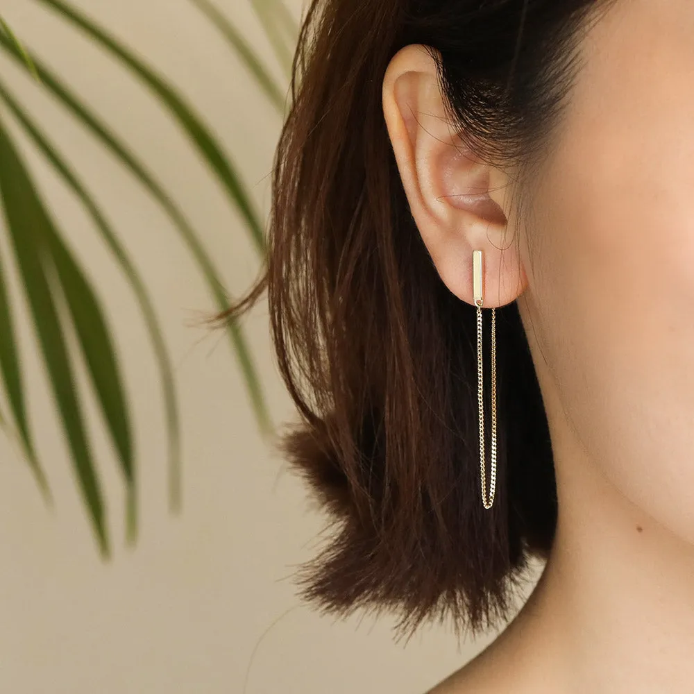 Bar with Chain Dangle Earrings