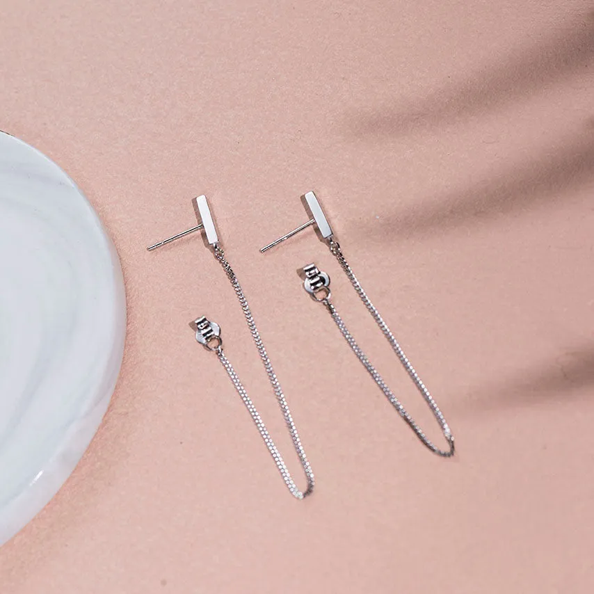 Bar with Chain Dangle Earrings