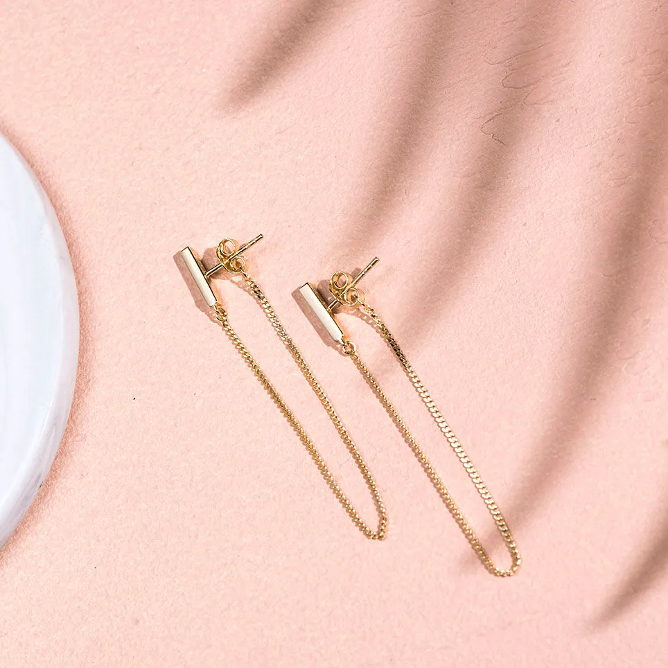 Bar with Chain Dangle Earrings