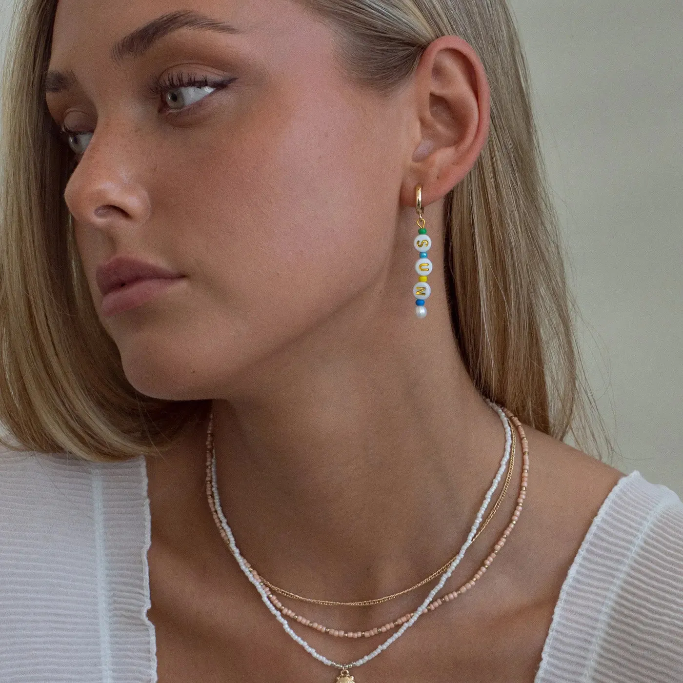 Bead Hoop Earrings SUN