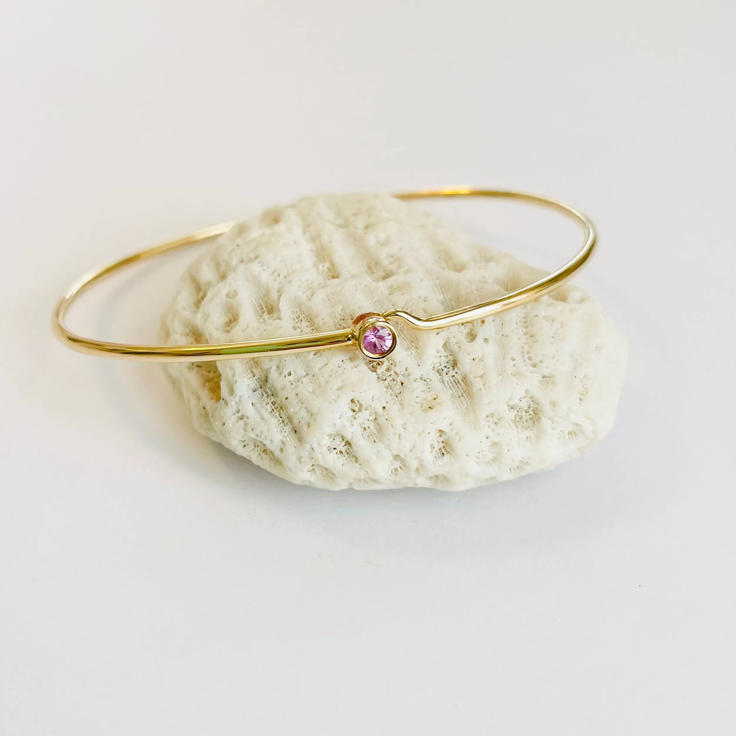 bezel pink sapphire bangle, small