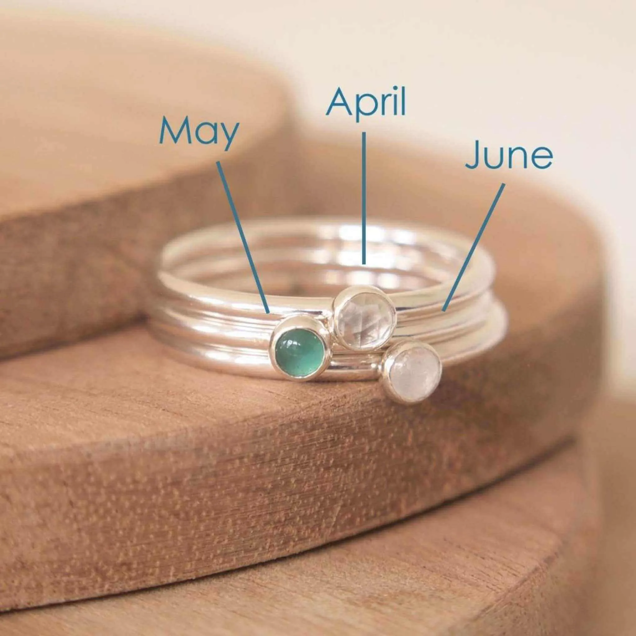 Birthstone Stacker Ring - Small 3mm Gemstone