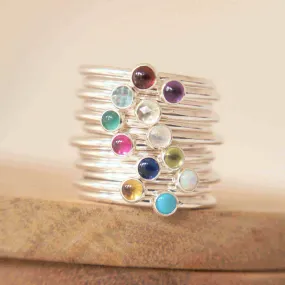 Birthstone Stacker Ring - Small 3mm Gemstone
