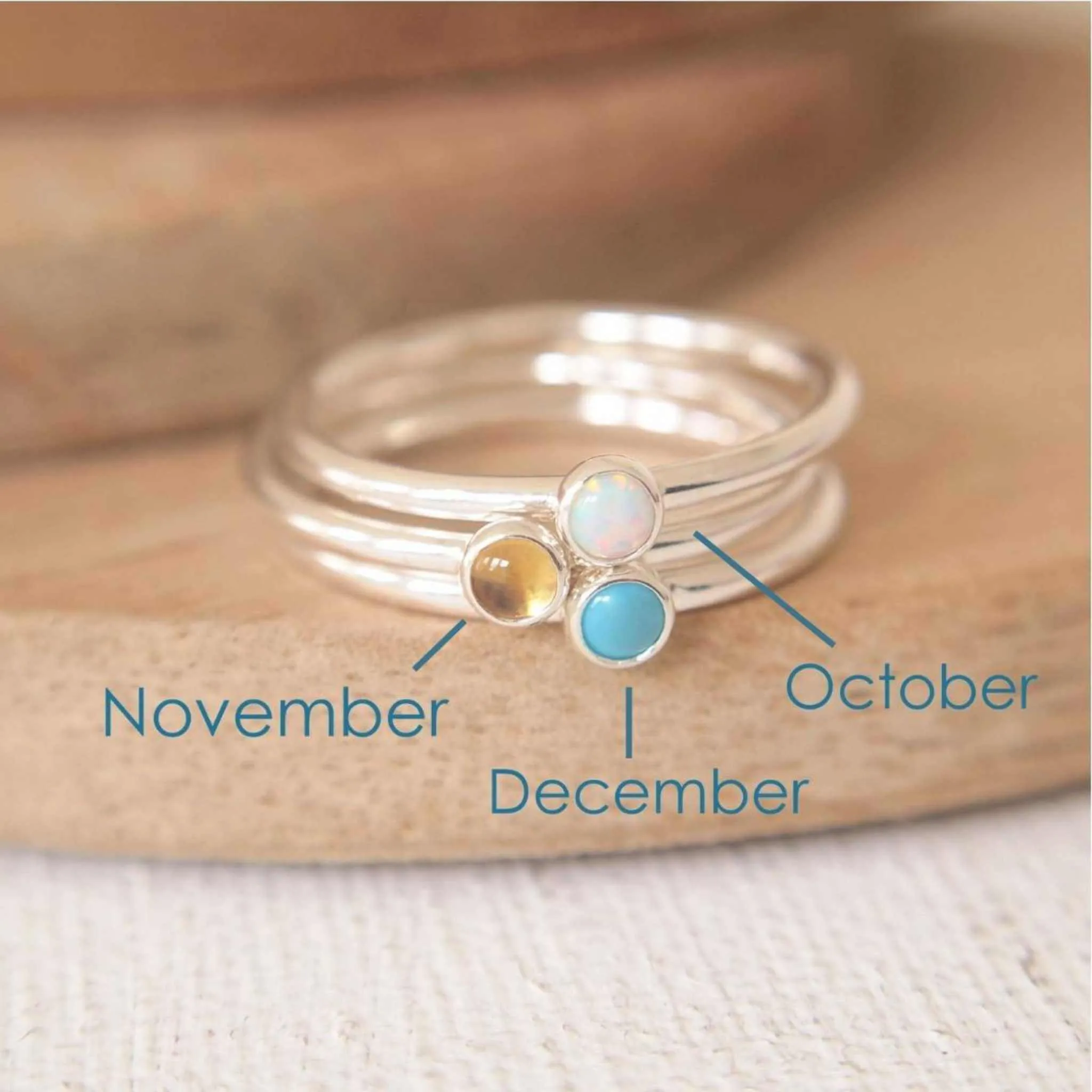 Birthstone Stacker Ring - Small 3mm Gemstone