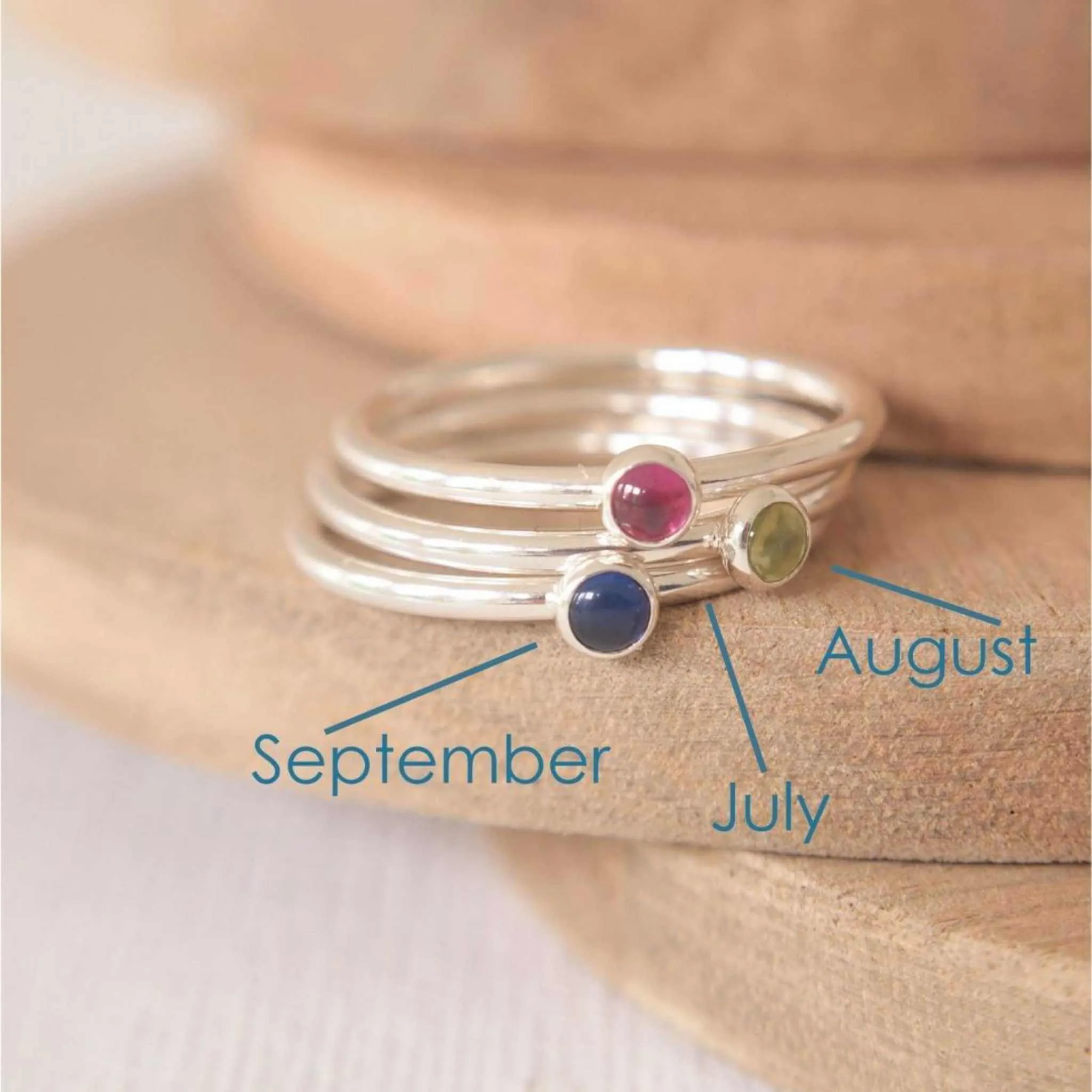 Birthstone Stacker Ring - Small 3mm Gemstone