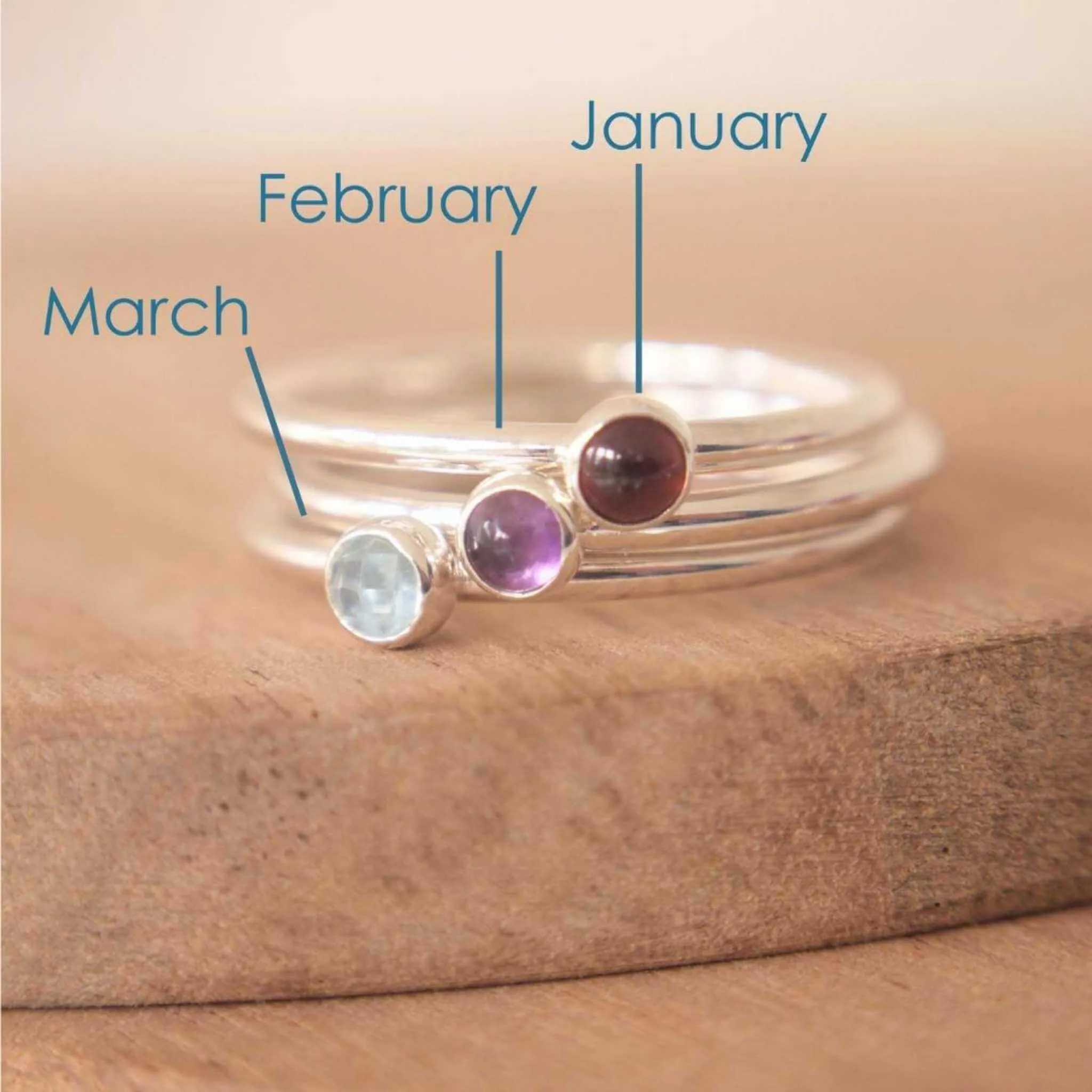 Birthstone Stacker Ring - Small 3mm Gemstone