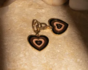 Black & Brown Heart Earrings