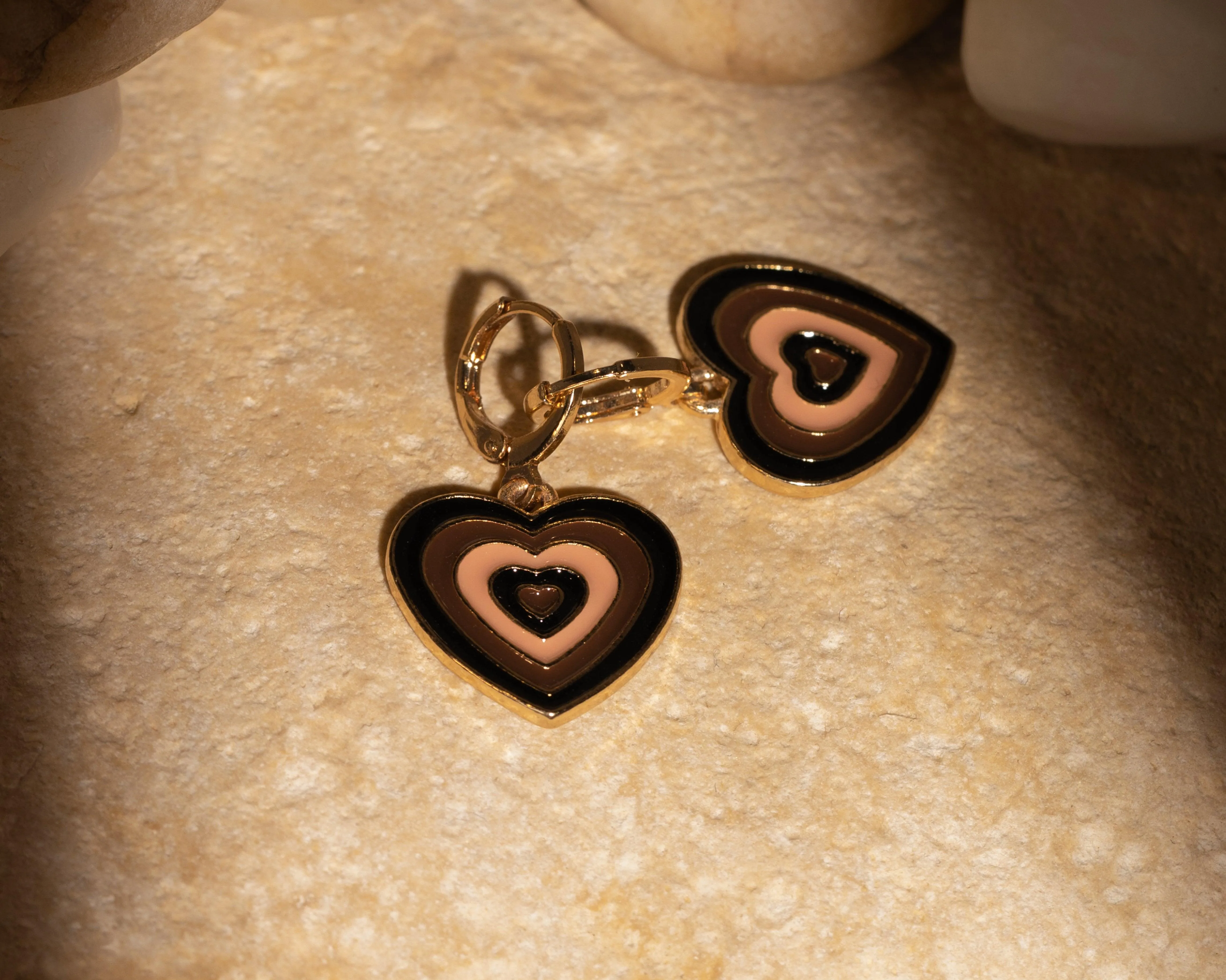 Black & Brown Heart Earrings