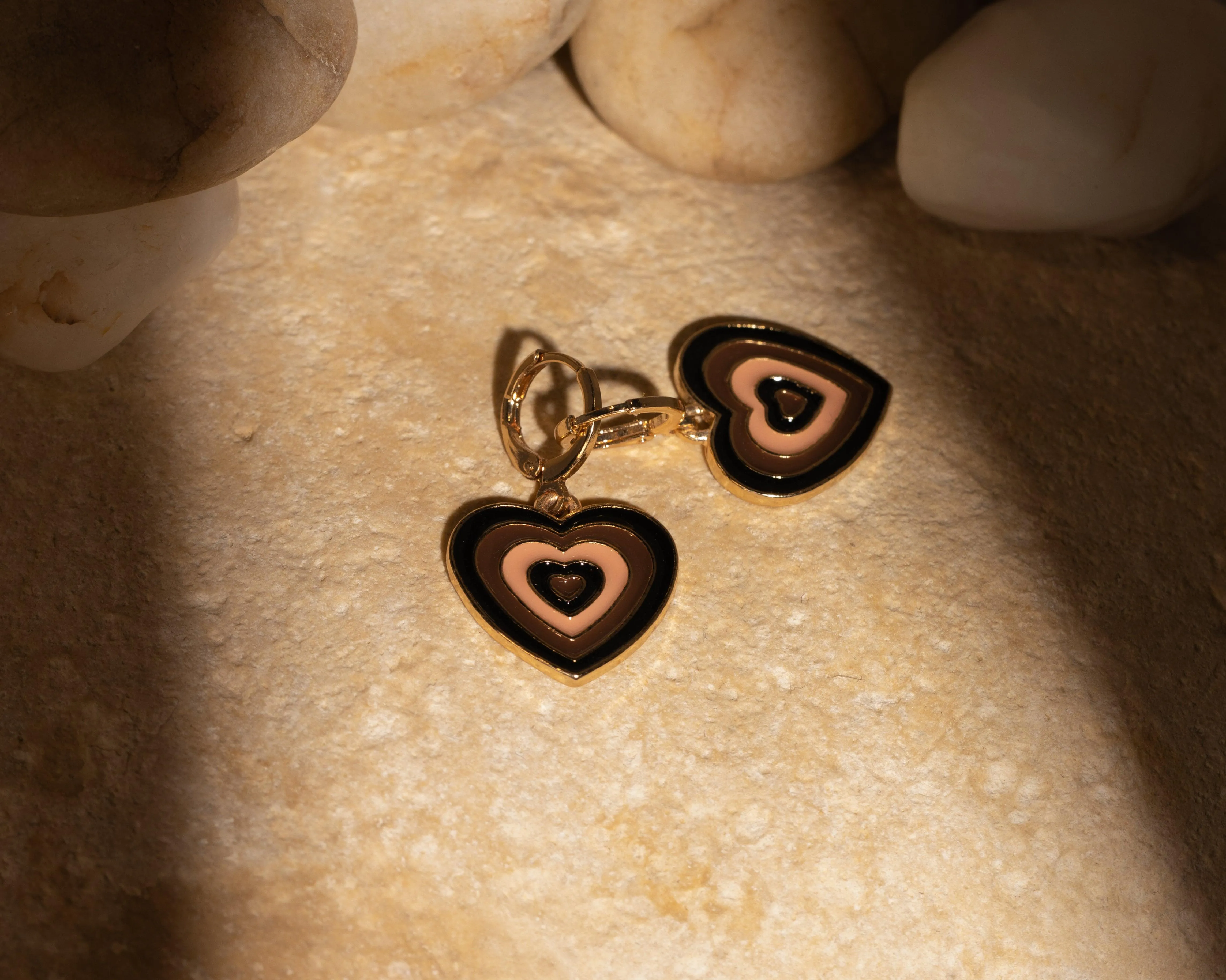 Black & Brown Heart Earrings