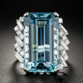 Blue Aquamarine Gemstone Ring Women Engagement Jewelry