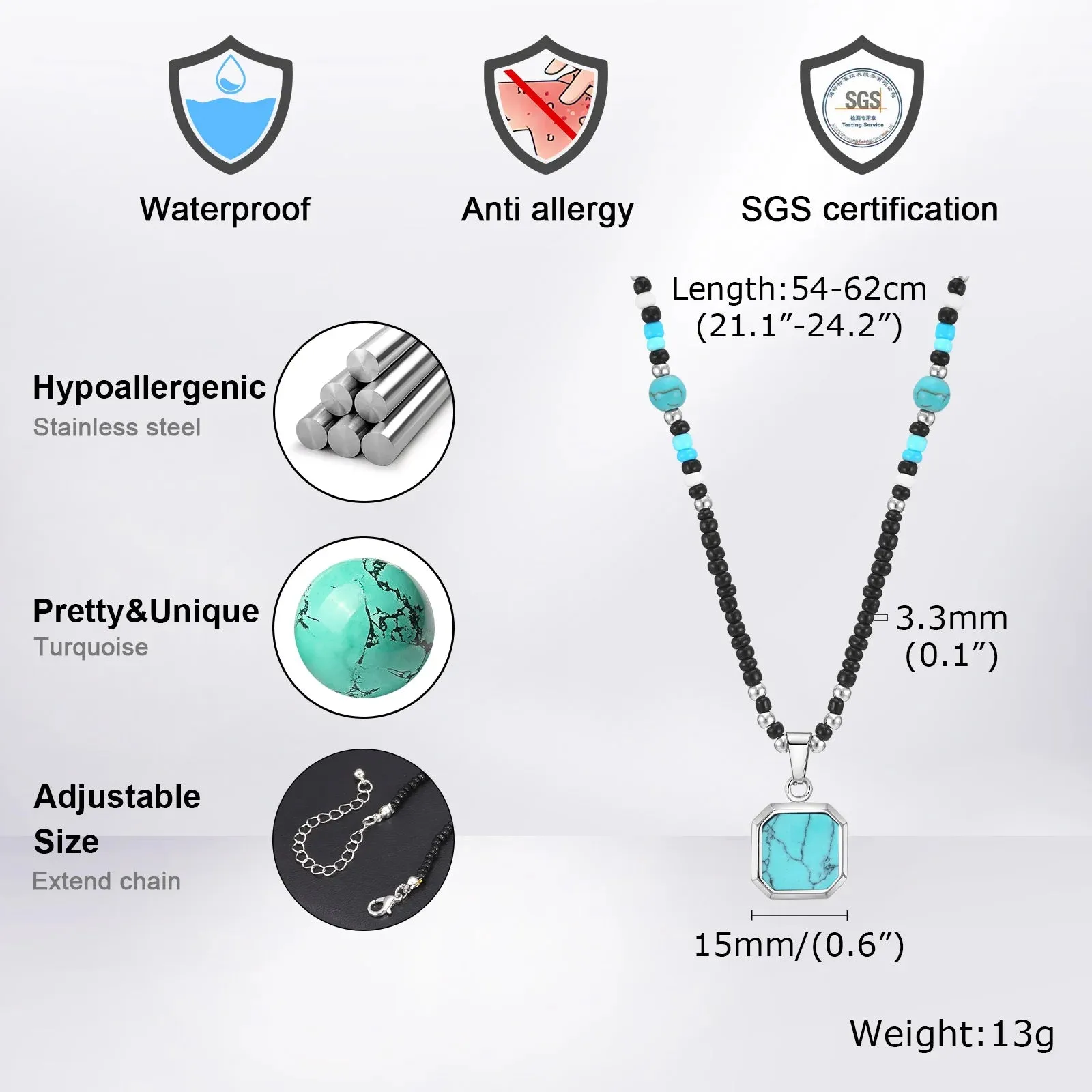 Boho Geometric Pendant Necklaces for Men Boys