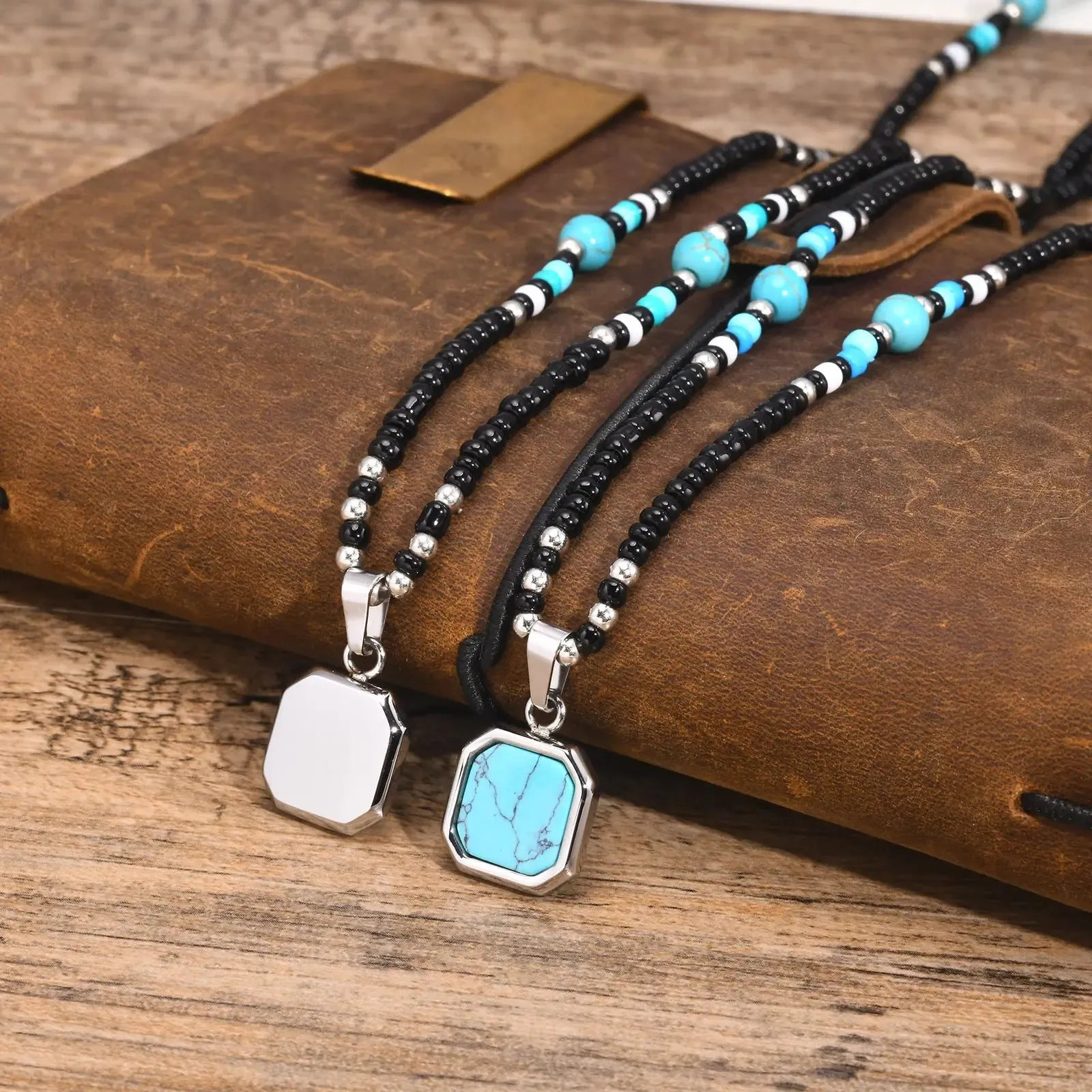 Boho Geometric Pendant Necklaces for Men Boys