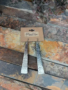 Bold Basics Silver Hammered Bar Earrings
