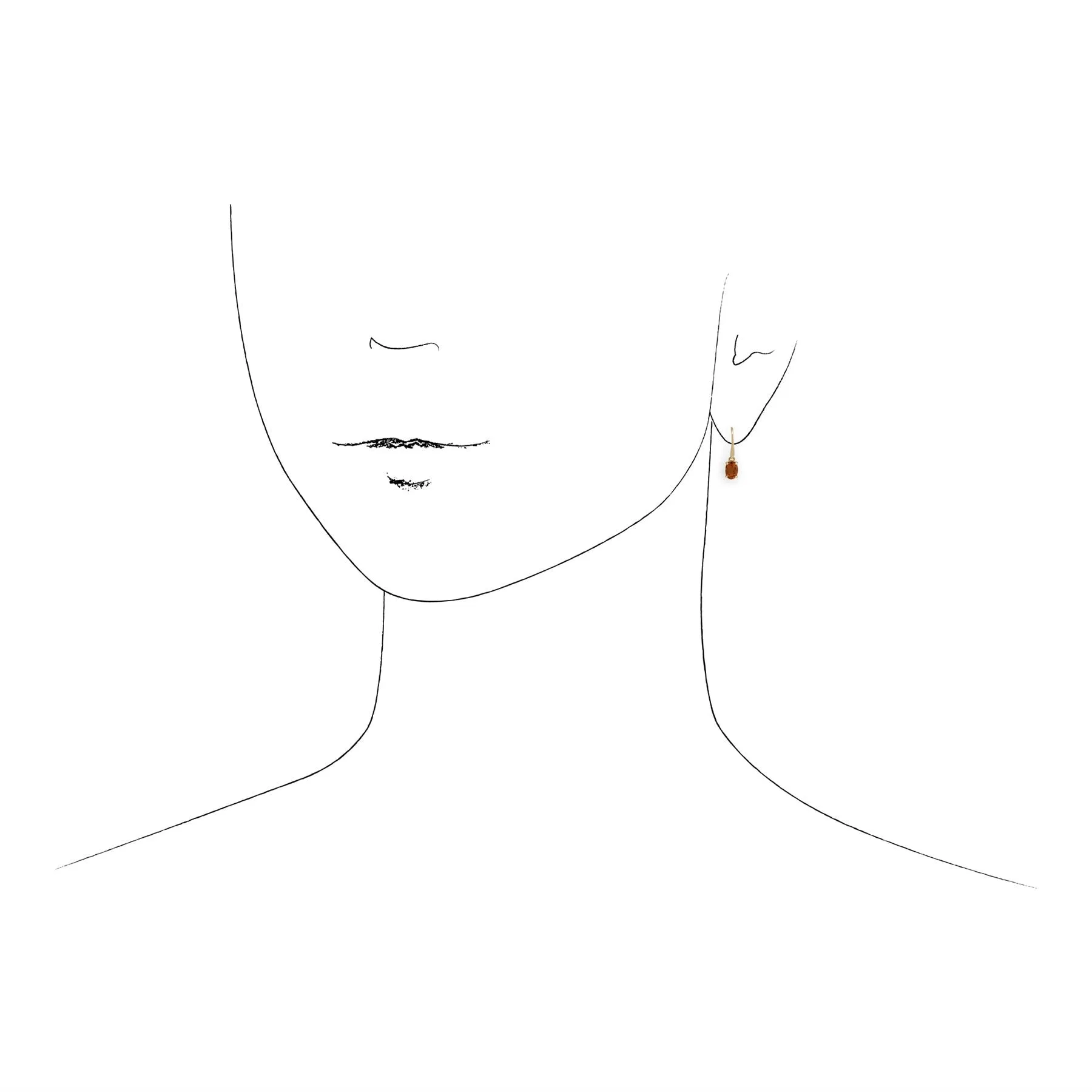 Boucles d'Oreilles Pendantes Or Jaune 375 Citrine Ovale serti Clos
