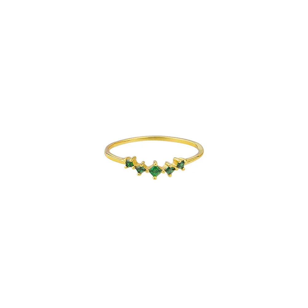 Cassia Ring Sterling Silver - Gold/Green