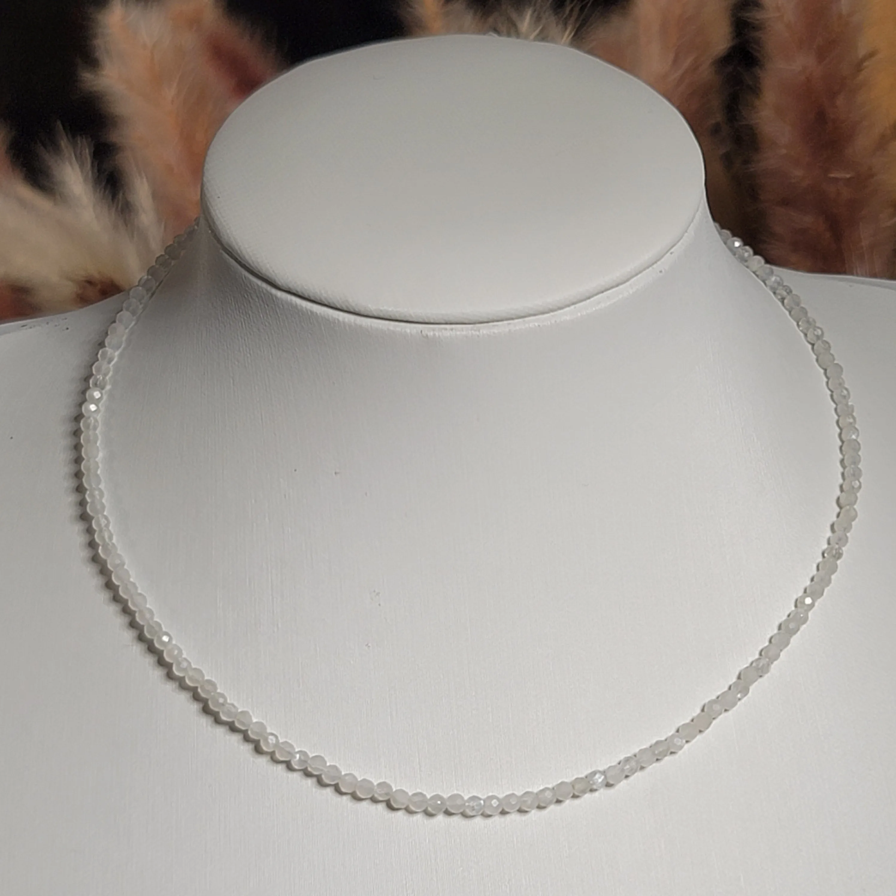 Champagne Moonstone Micro Faceted Choker/Layering Necklace for Embracing your Divine Feminine and Moon Magic
